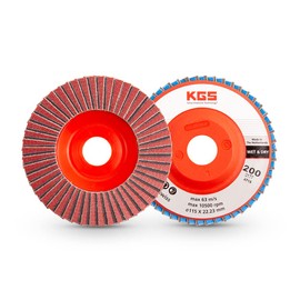 KGS Hybrid T Diamond Flap disc 4.5 inch x 5/8 inch-11 Metal Thread Adapter (Grit 200, red)
