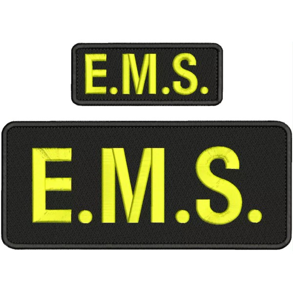 E.M.S. EMBROIDERY Patch 4x10 & 2x5 Velcr@ On Back Yellow