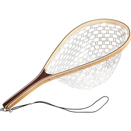 Fashionwu Fly Fishing Landing Net for Trout - Wood Fish Net With Clear Soft Rubber Mesh, Catch and Release Net, Gifts for Him