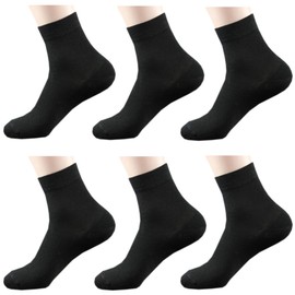 Men's Ankle Crew Socks Low-Cut Thin Cotton Socks Dress Socks for Men 6-Pack（Crew-Black）
