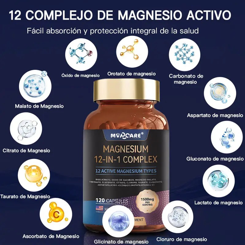 Magnesio Complex Citrato Polvo Glicinato Gluconato Óxido Más Chelate 1500mg