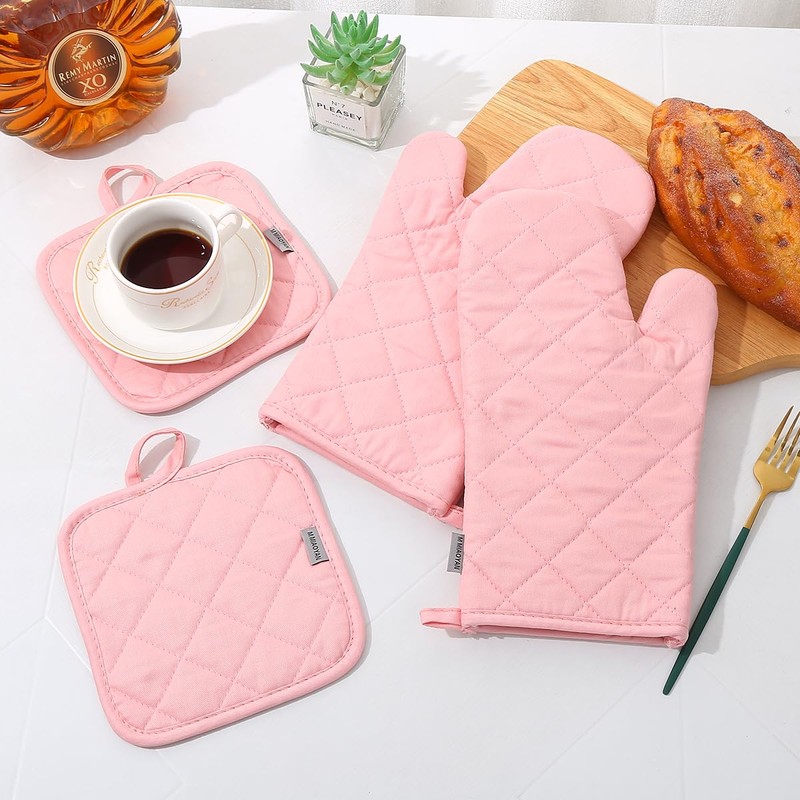 Oven Mitts and Pot Holders 4 pcs Set,High Heat Resistant
