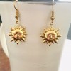 CurlanceCreations Gold Sun Face Dangle Earrings by CurlanceCreati