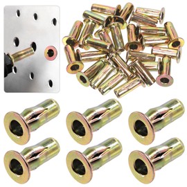 Tanstic 26Pcs M8 Multi-Grip Rivet Nut Kit, Zinc Plated Carbon Steel Rivet Nut Heavy Duty Nutsert Pre Bulbed Threaded Inserts Flat Head Insert Nut