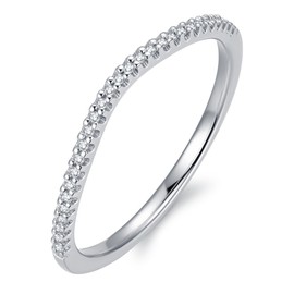 CGSRING 1.5mm Moissanite Wedding Bands for Women, Moissanite Rings for Women, V Shaped Wedding Band Sterling Silver (10)