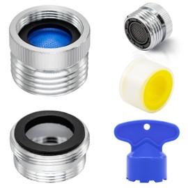Chrome Faucet to Hose Adapter - 3/4" GHT Thread, with Aerator Remove Key & Tape for Kitchen and Bathroom Sink