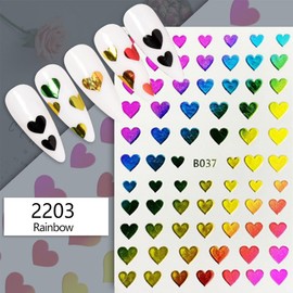 8 Sheets Valentine's Day Nail Art Stickers Decals Heart Nail Stickers Valentines Red Love Design 3D Self-Adhesive Nail Decals Colorful Shiny Manicure Supplies for Women Holiday Nail Art Decorations