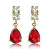 [RIZILIA TEARDROP] Dangle Pierced Earrings with Pear Cut Gemstones CZ