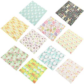 Easter Sewing Fabric 10pcs Easter Fat Quarters Easter Eggs Chick Bunny Quilt Fabric Bundles Sewing Fabric for Easter DIY Crafts Supplies Quilting Squares