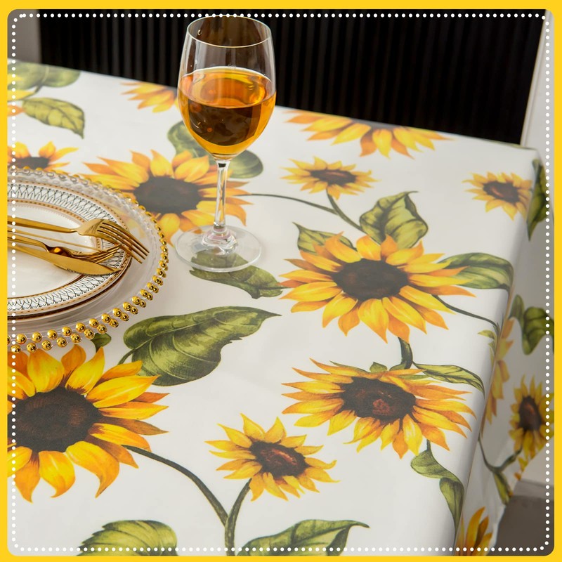 FHDUSRYO Flower Tablecloth, Classic Floral Table Cloth, Polyester Water Resistant