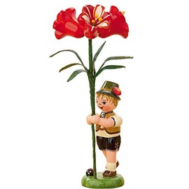 Kleine Figuren & Miniaturen Blumenkind Junge mit Amarylis - 11cm - Hubrig Volkskunst