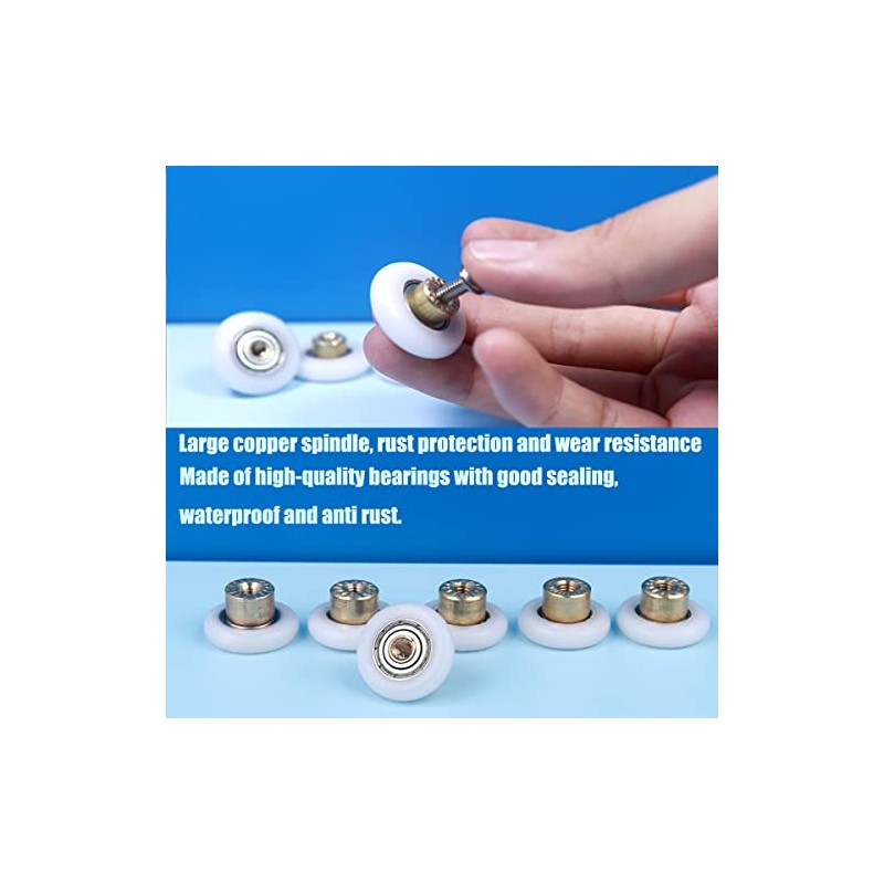 6 pcs Shower Door Rollers Wheels, Bathroom Glass Door Replacement