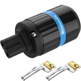 Monosaudio F184R 99.998% Red Pure Copper HiFi Power Plug Black 25A 250V C7 IEC Socket Rhodium-Plated Power Plug (One Pieces, Rhodium Plated)