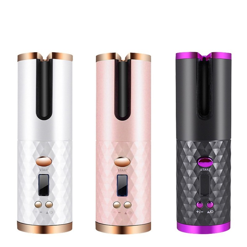 Cordless Hair Curler Automatic Curling Iron Timer Setting Temperature Adjustable