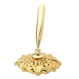 RUTICH Hollow Round Pen Holder Signing Pen Set with Big Diamond Crystal Pen for Wedding Bridal Opening Ceremony Graduation Office, Golden Holder with White Pen(Black Ink)