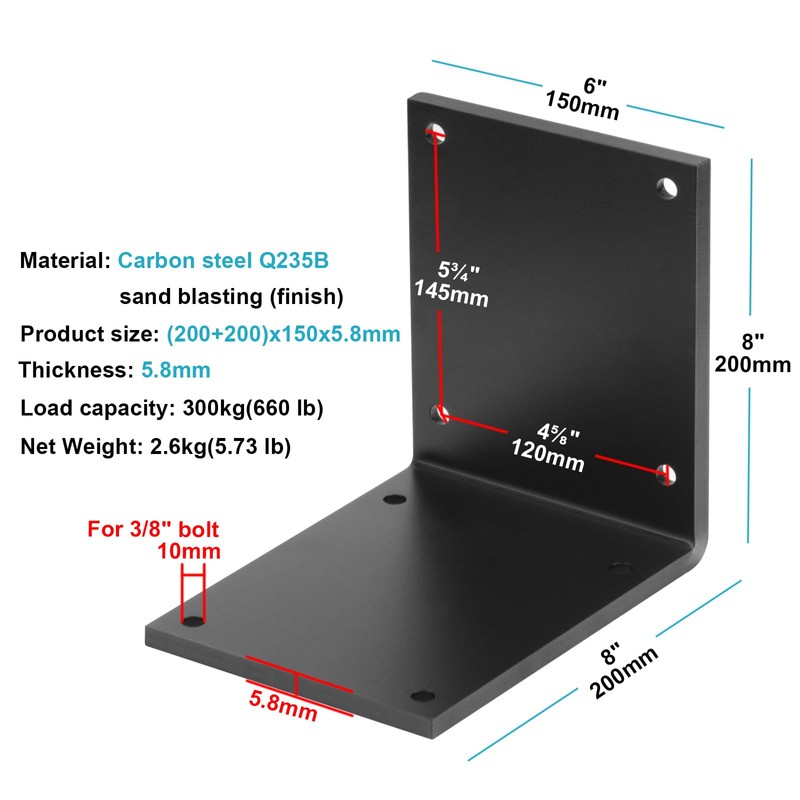 eoere 2 PCS Heavy Duty Steel L Corner Brace for