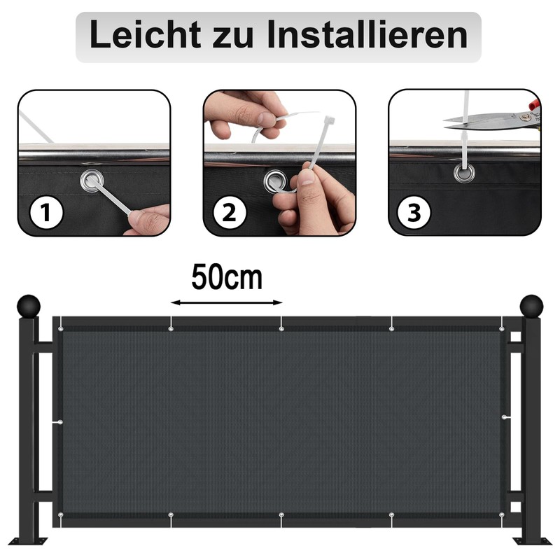 AXT SHADE Balcony Privacy Screen, Weatherproof, 90 x 500 cm,