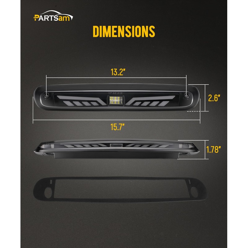 Partsam Eagle-Wing LED 3rd Third Brake Light with Strobe High