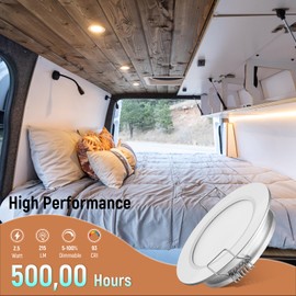 Obeaming Set of 8 LED Recessed Spotlights, 12 V LED Spotlights, 12 V Recessed Spotlights for Motorhome, Boat, Camper, Caravan, Van, DIA 70 mm, CRI93 Aluminium (Silver, 5000 K)
