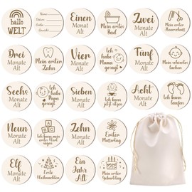 Kaisibum Milestone Cards Baby Wood, Pack of 13 Monthly Milestone Cards for Baby, Gift for Expectant Mothers & Parents, Baby Shower