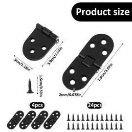 Pack of 4 Hinges Folding Box Strap Black Furniture Hinges Furniture Hinges Connectors Rustproof Folding Hinge 180 Degree Hinges for Wooden Door Garden Doors Furniture Doors Tool Boxes
