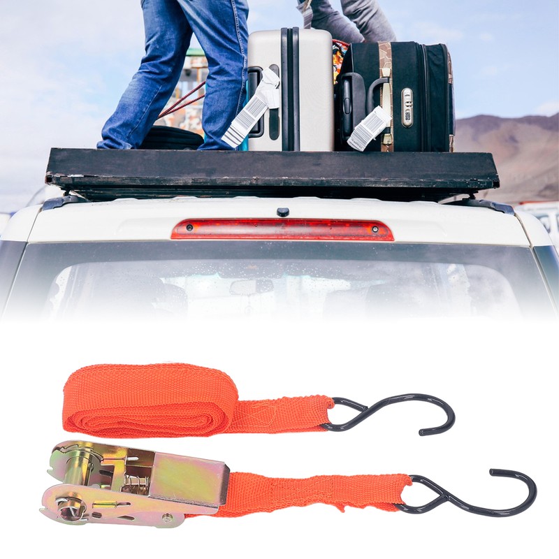 4Pcs Ratchet Tie Down Straps Motorcycle Car Buckle Set 15in