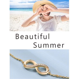 Dainty Gold Plated Infinity Ankle Bracelet for Women Sterling Silver Heart Foot Chain Moissanite Anklet