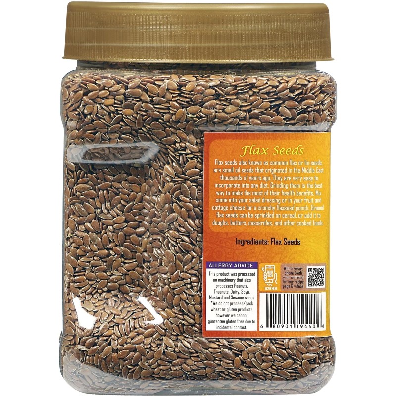 Rani Flax Seeds Whole Raw (Alsi, Linum usitatissimum) 20oz (567g)
