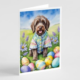 Caroline's Treasures DAC5212GCA7P Wirehaired Pointing Griffon Easter Egg Hunt Greeting Cards Pack of 8 Blank Cards with Envelopes Whimsical A7 Size 5x7 Blank Note Cards