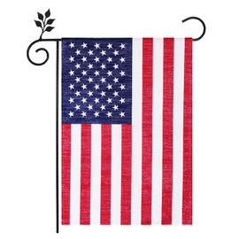 SYII American Garden Flag 12x18 Inch, Double Sided USA US Yard Flags for Lawn Patio Independence Day Decor, Silver Silk Fabric Outdoor 4th of July Patriotic Banner