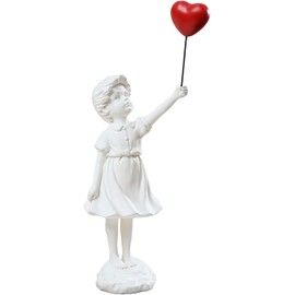 Yahu Lando Banksy Street Graffiti Art Statue,Love Balloon Girl Statue,Room Decor Ornaments,Living Room Dining Desk Decorations,Bookshelf Decorative Objects(White)