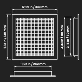 Repa Market 12 x 4 Inch (Duct Opening) Grille for Square/Rectangular Flat Duct - Louvered Aluminium Cover with Adjustable Blades - Air Duct Intake/Exhaust Register for HVAC Pipe, Heater Ventilation