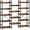 Rolanstar Bookshelf 5 Tiers with 4 Hooks, Triple Bookcase with