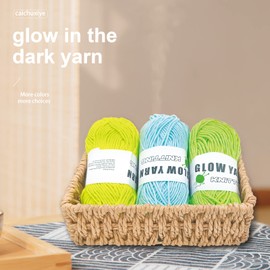 4 Pcs Glow in The Dark Yarn, Sewing Supplies,(55yd 50m) for Crocheting for DIY Arts, Crafts & Sewing Beginners Glow in The Dark Party (White Lemon Yellow Light Blue Light Green Green)