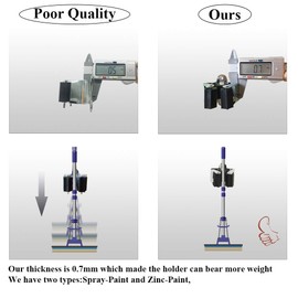 3-H Mop Broom Holder, Mop Wall Mounted Clips Heavy Duty, Broom Storage Rack Hooks,Mop Hanger Broom Organizer for Closet Kitchen Garden Garage Bathroom Office(Grey 12pc)