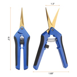 HARFINGTON 2pcs Gardening Scissors 6.5" Curved Stainless Steel Blades Hand Pruner Garden Pruning Shears for Plant Flowers Trimming in Garden, Blue