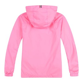 Jingle Bongala Boys Girls Lightweight Breathable Raincoat Waterproof Hooded Rain Jacket Windbreaker Easy to Fold-Peach Pink-150