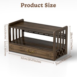 ikare Meditation Altar Table, Altar Table with Drawer, Puja Table for Home, Spiritual Altar Table for Prayers, Divination, Worship or Bamboo Furniture for Displaying Jars, Plants and Books (52cm)