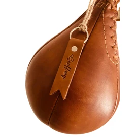 Geoffrey Retro Speed Punch Ball Bag with Brass Fitting Hanging | TAN Leather Vintage Boxing Training | Size 5 | GEOFFREY (Tan)