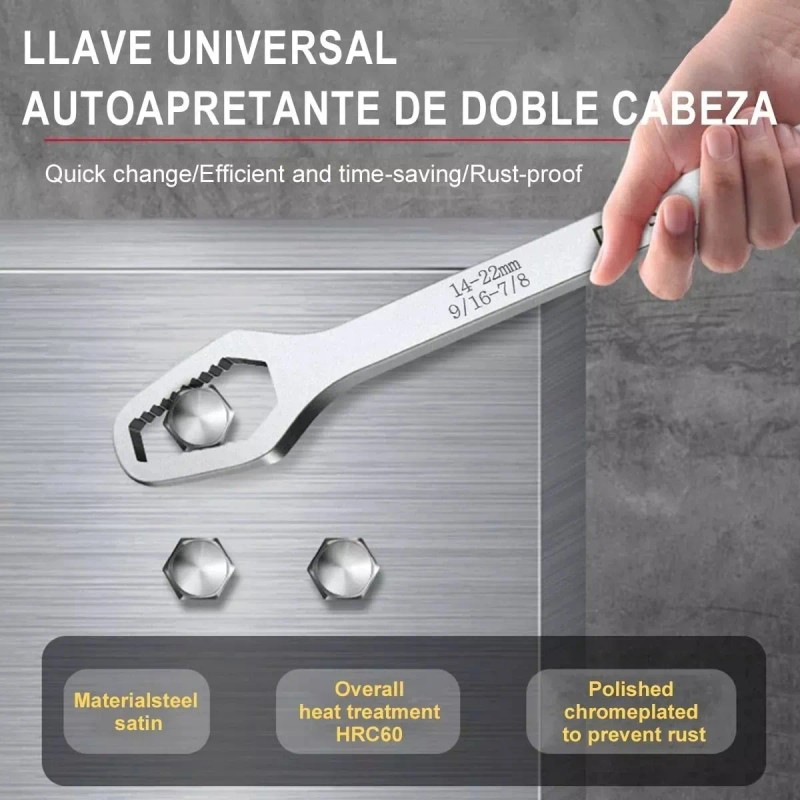Llave Inglesa Universal Ajustable Doble Boca 15cm+24cm 2 Pzs