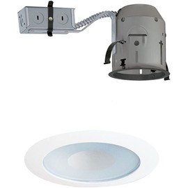 Juno Lighting TC1R & 12W-WH Combo 4-Inch TC rated Remodel Recessed Housing with Perimeter Frosted Glass Lens, White Trim Ring Trim (Shower)