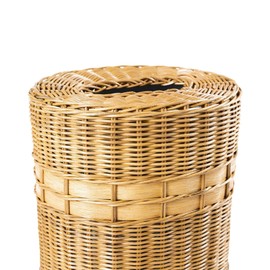 The Basket Lady Drop-in Oval Wicker Waste Basket with Removable Metal Liner, Sandstone, 12" L x 9.5" W x 12" H