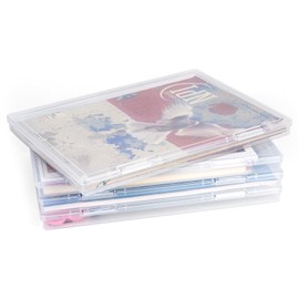 FUIJOL Photo Storage Box 11.5x8.5 Inch, 4 Pcs Portable Board Game Storage Container, A4 Paper Storage Box, Craft and File Organizer for Home/Office