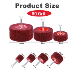 14 Pack Rocaris Buffing Flap Wheels - 7 Size Flap Disk - 1/4 Inch Shanks Fit All Drills - 80 Grits