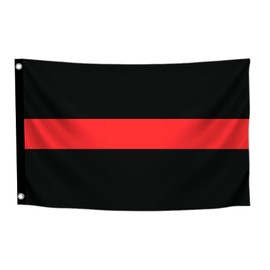 3x5 Feet Thin Red and Black Line Horizontal Stripes Flag with 2 Brass Grommets - Symbol Simple Textured Graphics Flag - Cool Wall Flags for Decor College Dorm Room Guys - Stripes Flag for Outdoor