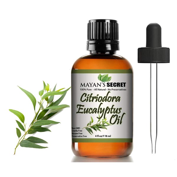 Citriodora Eucalyptus Essential Oil - Huge 4 OZ - 100% Pure & Natural – Premium Grade Amber Glass Bottle and Dropper