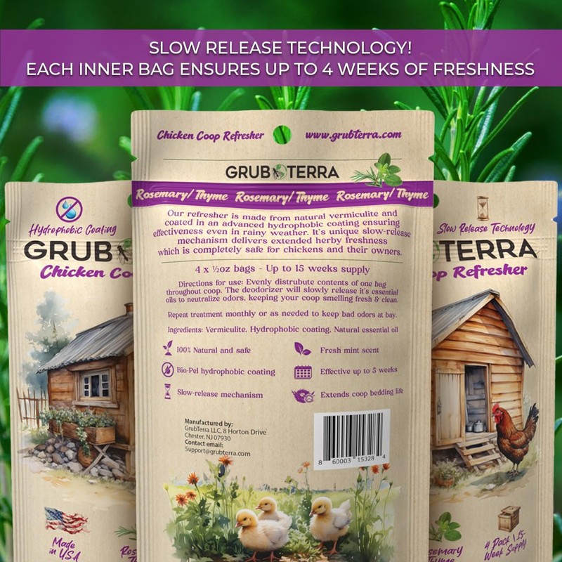 GrubTerra Coop Deodorizer Odor Eliminator for Chicken Pen Suitable for