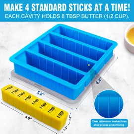 Silicone Butter Mold with Lid, Walfos Non-Stick Tray Fits Standard Butter Stick Size, Large Cavity, Holds 8 Tablespoons, Ideal For Soap Bar, Energy Bar, Brownie, Cake