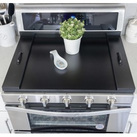 Noodle Board Stove Cover with Handles – Rustic Wooden Electric and Gas Stove Top Covers – Farmhouse Kitchen Décor Adds Extra Counter Space Protects Burners Durable Laminate Wood