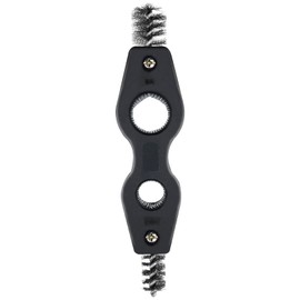 4 in 1 Copper Tubing Brush, 1/2 in and 3/4 in Copper Pipe Cleaner, Stainless Steel Coppers Tubing Wire Brush Cleaning Inside and Outside Thread, for Plumbing Installation, Soldering (Black)